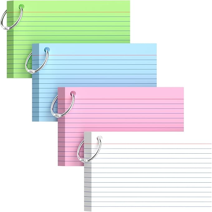 160-Pack Colored Index Cards 4x6 Inch w/Key Ring – 180gsm Heavyweight by Unknown