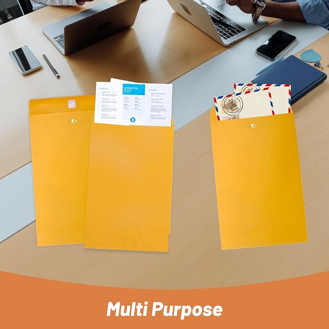 20 Pack Clasp Envelopes 6x9, Creebe Yellow Manilla 6x9 Envelopes, 100 GSM Kraft - Image 7