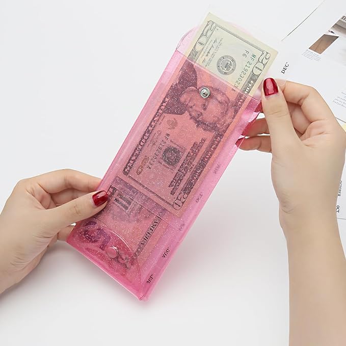 Cash Envelope Wallet Budgeting System PVC Multi-Purpose Pink Cash Stuffing - Image 5