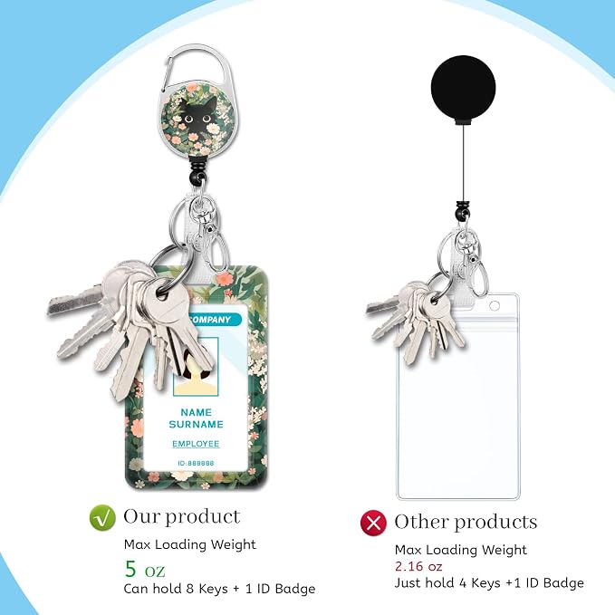 Hancynir Lanyards for Id Badges, Cat Flower Floral Badge Holder - Image 5