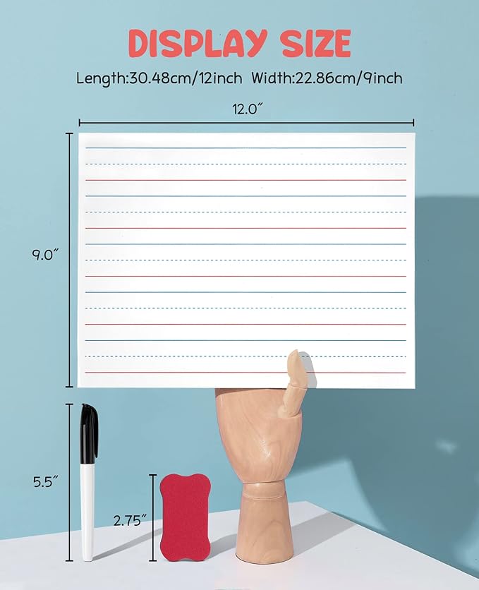 GAMENOTE White Board Dry Erase, Small Magnetic Lined White Board Set, Double - Image 4