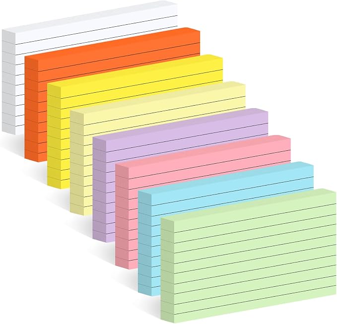 Utron 248 Sheets Colored Index Cards 3x5, Double-Sided Blank Notes Flash Cards by Utron