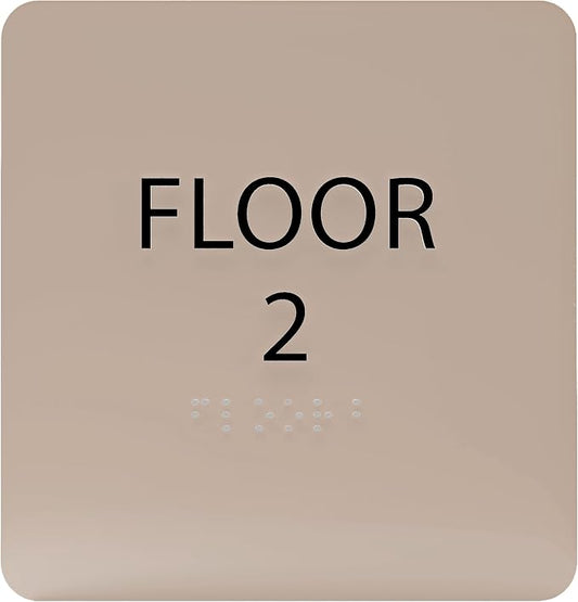 Khaki w/Black ADA Floor 2 Sign by ADACentralSigns