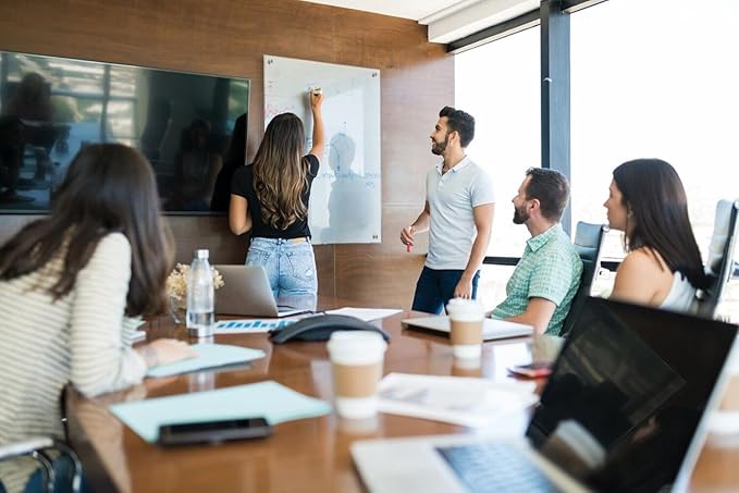 Glass Whiteboard Magnetic Dry Erase White Board 4'x 3' Framless White Surface-DeskLoop Office
