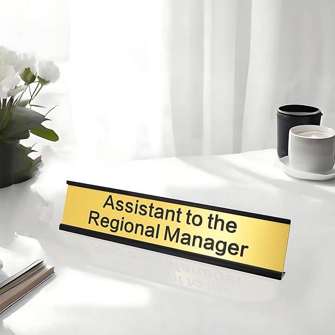 Assistant to the Regional Manager Desk Sign Gold Funny Office Novelty Nameplate - Image 3