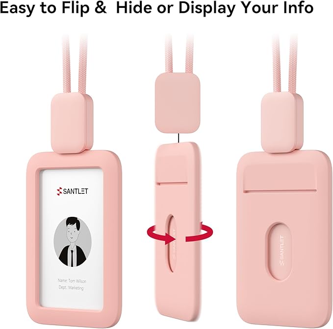 Lanyards for ID Badges Holder, SANTLET Silicone ID Badge Holder Name Card Case - Image 4