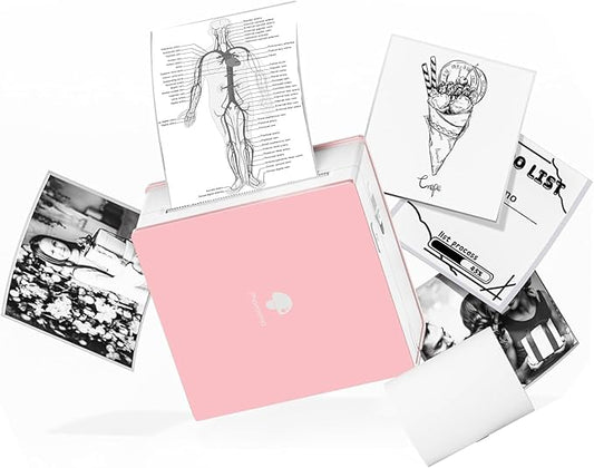 Phomemo Mini Sticker Printer- Mini Printer Sticker Maker Machine M02, Print Pods Suitable for Creative DIY, Diaries, Photos, Study Notes, Portable Thermal Inkless Label Maker for Home/Travel, Pink-DeskLoop Office