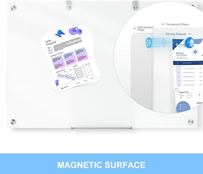 36 x 24 Inches Glass Whiteboard, Magnetic Glass Dry Erase Board - Image 4