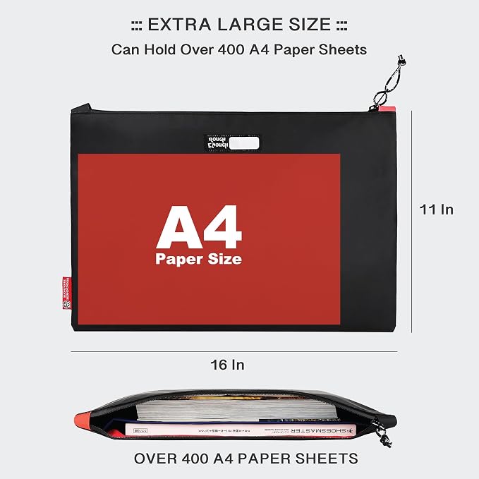 Rough Enough Important Document Organizer Holder Bag File Folder Zipper Pouch - Image 2
