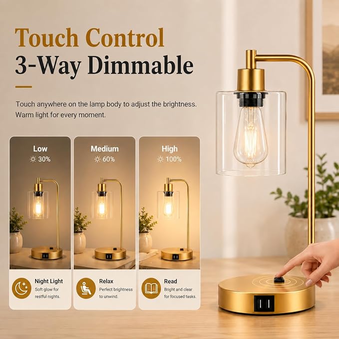 Industrial Touch Control Table Lamps Set of 2 - Image 3