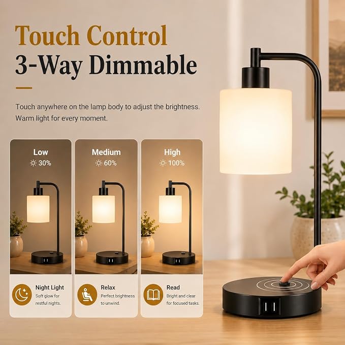 Set of 2 Industrial Touch Control Table Lamps - Image 4