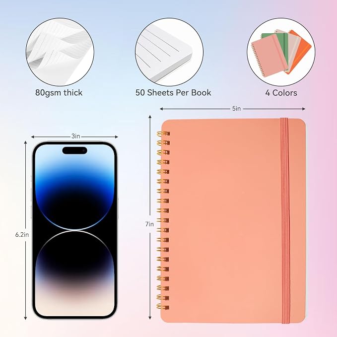 4 PCS Small Spiral Notebook 5x7, Spiral Journal Notebook, Notebooks - Image 2