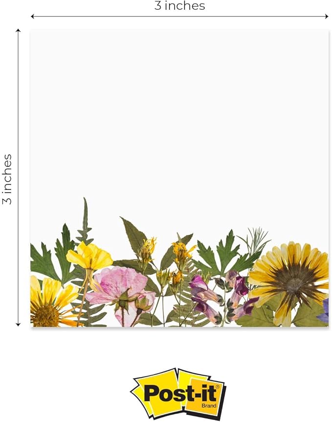 Wildflower Sticky Note Pads / 3" x 3" Botanical Sticky Notes/Set of 6 Pads / 50 Sheets Per Pad/Three Unique Designs/Made in The USA-DeskLoop Office