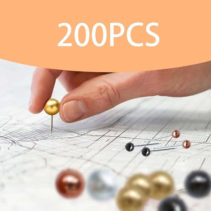 200 Pieces Map Push Pins, Small Round Head Marking Pins, Round Head Push Pin - Image 4