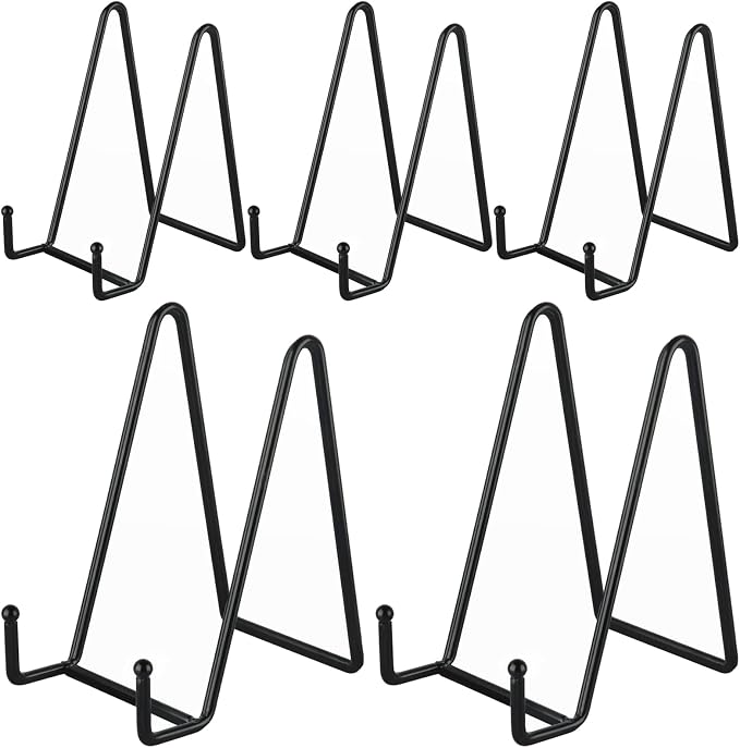 IBosins 5 Pack 6 Inch Plate Holder Display Stands, Metal Black Frame Stand by IBosins