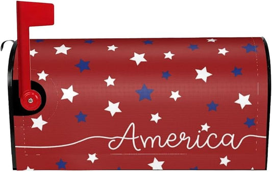 Independence Day America Patriotic Mailbox Covers, 4th of July Red Blue Stars by Yomane
