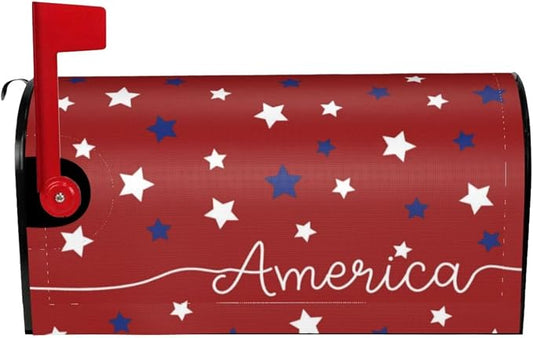 4th of July America Red Blue Stars Mailbox Covers, Independence Day Patriotic by Yomane