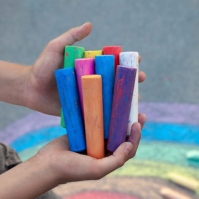 Washable Sidewalk Chalk, 54 Pcs 8 Colors Jumbo Chalks Bulk, Non-Toxic Chalk for Kids Adults, Painting on Chalkboard, Blackboard, Playground, Outdoor Sidewalk