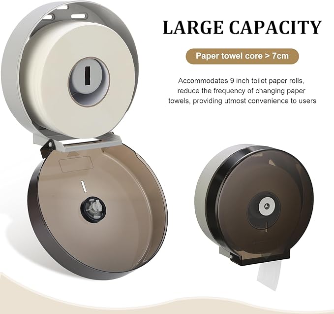 Layhit 2 Pack Toilet Paper Holder Wall Mount, Toilet Paper Towel Dispenser, Commercial 9" Jumbo Plastic Tissue Dispenser with Key Wall Lock for Bathroom, Office, Restaurants-DeskLoop Office