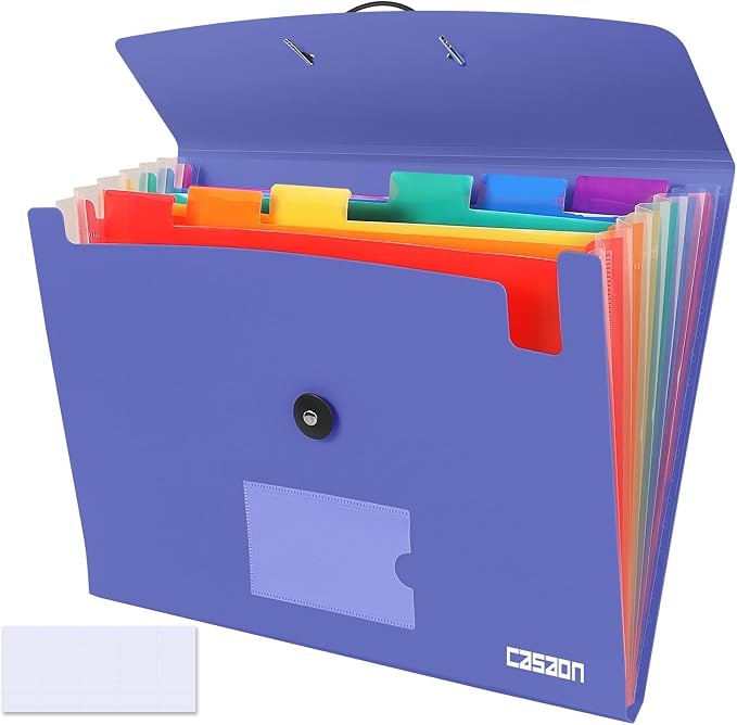 7 Pocket Accordian File Folders, Expanding File Folder A4 Letter Size Paper by CASAON