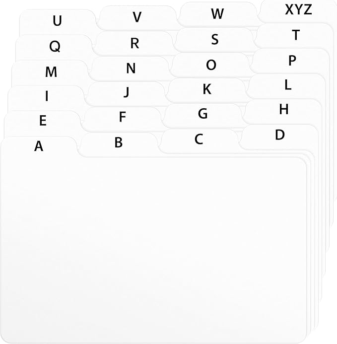 3x5 Index Card Alphabet Tab Dividers 24 pcs by Alfion