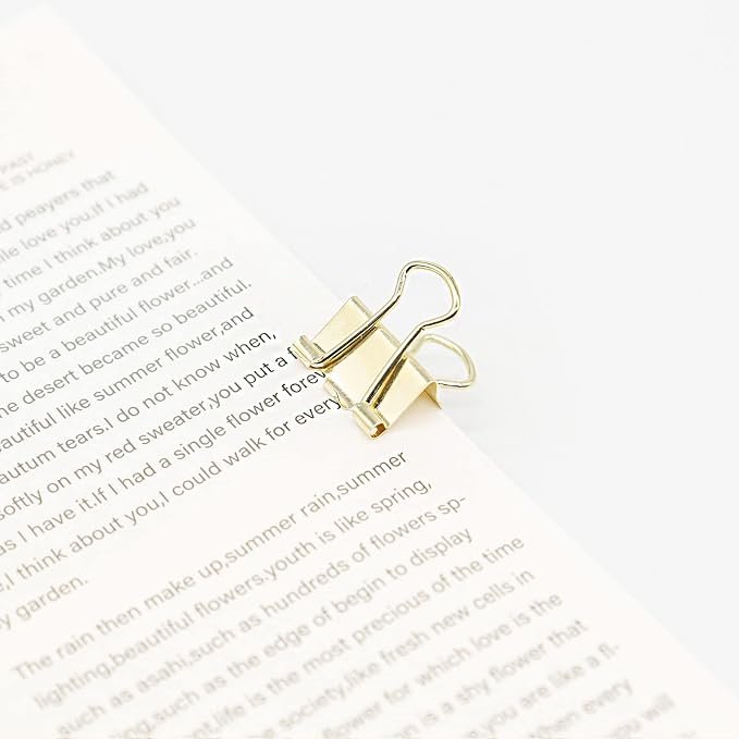 Gold Binder Clips, Mini Paper Clip, Small Paper Clamps 15mm, 100 Pack Micro - Image 2