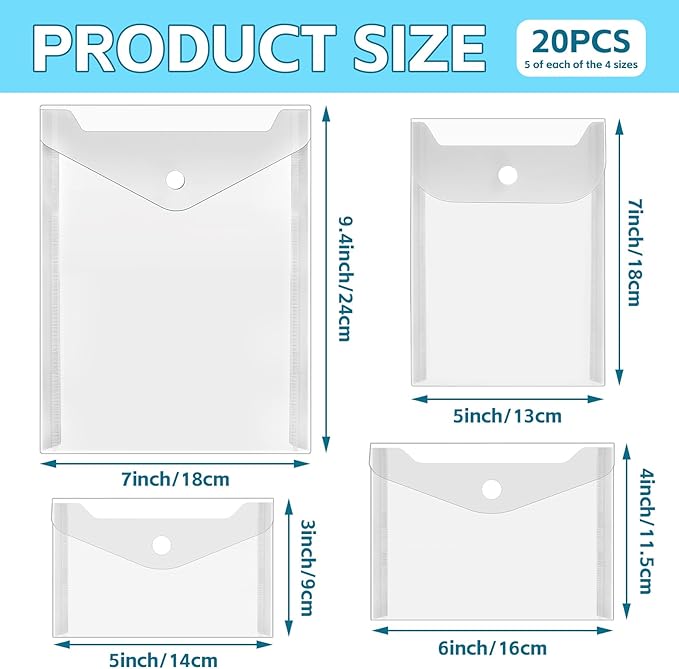 Vmiapxo 20 Pack Stamp and Die Storage Pockets, Reusable Small Plastic Envelopes - Image 2