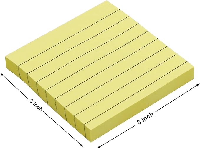 Lined Sticky Notes, 3x3 Inch, 600 Sheets Self-Stick Notes, Pastel Yellow Color - Image 2