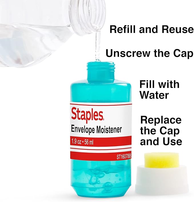 Staples Envelope Moistener, 2 oz., 3 Pack – Non‑Spill Adhesive Moistening Gel - Image 4