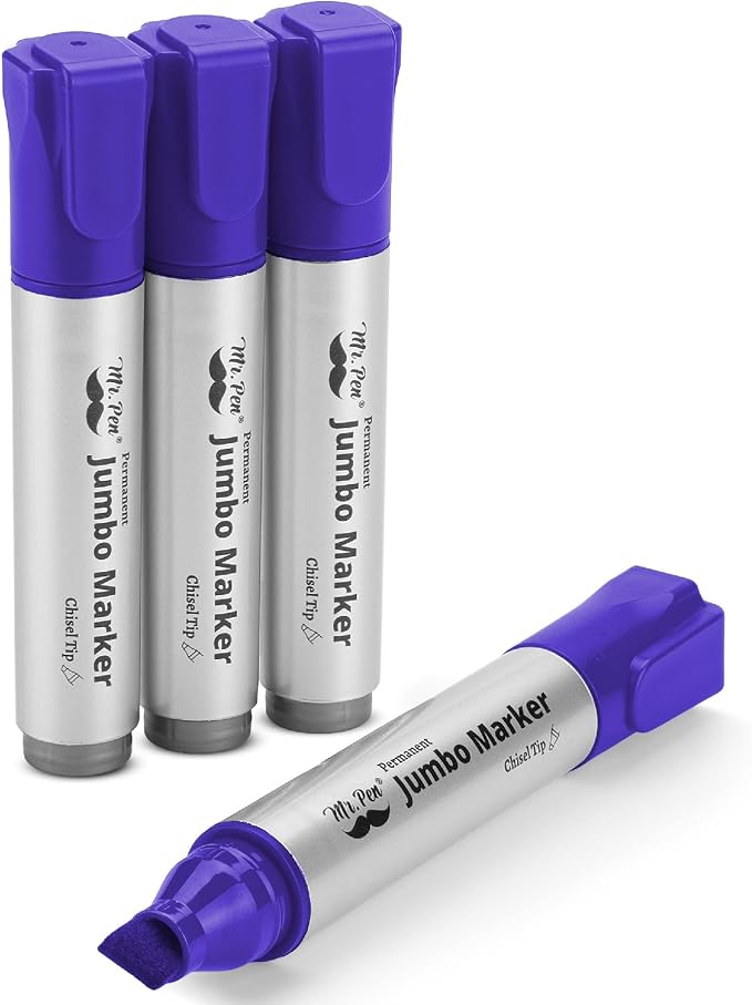 Mr. Pen- Jumbo Permanent Markers, 4 Pack, Chisel Tip, Wide Tip | Large by MrPen
