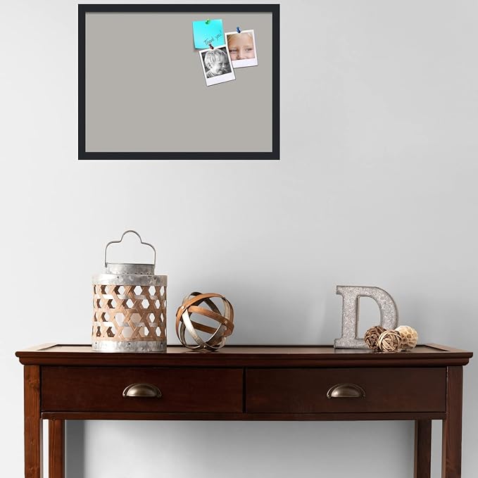 PinPix 24x18 Inch Cork Bulletin Board. This Decorative Framed Pin Board Comes with Dark Stone Design and a Satin Black Frame. Ideal for Home Office Decor or Message Board (PinPix-1808)-DeskLoop Office