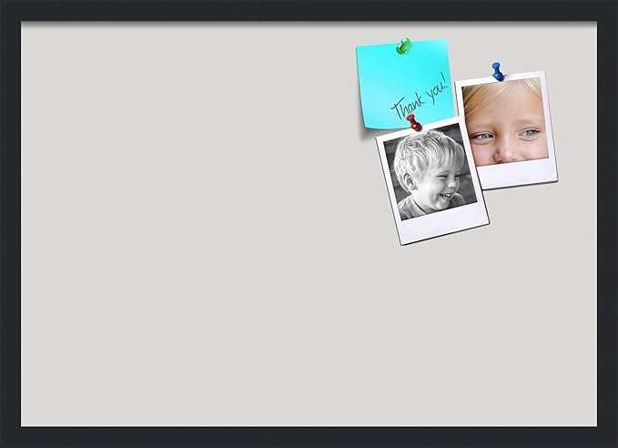 PinPix 27x19 Inch Cork Bulletin Board. This Decorative Framed Pin Board Comes with Light Stone Design and a Satin Black Frame. Ideal for Home Office Decor or Message Board (PinPix-1809)-DeskLoop Office