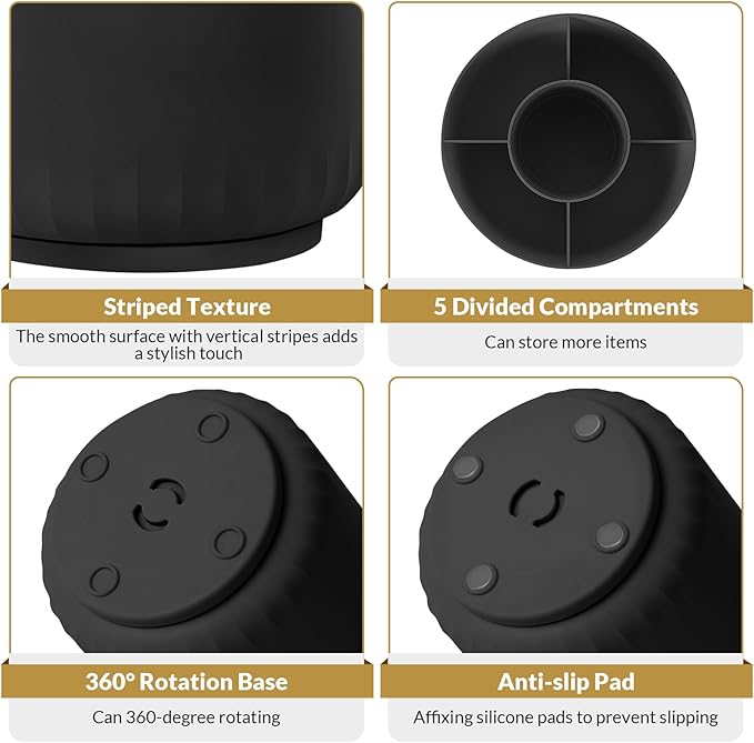 SKYDUE 360 Degree Rotating Pencil Pen Holder for Desk, Dual-Purpose Desk Organizer, Rotating Pencil Cup with 5 Slots, Office Supplies, Desk Decor for Office, School, Home-DeskLoop Office