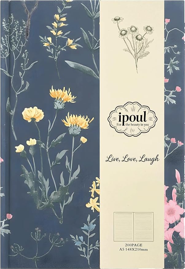Floral Journal for women, Floret Hardcover Notebook, Medium Ruled Notebook by ipoul