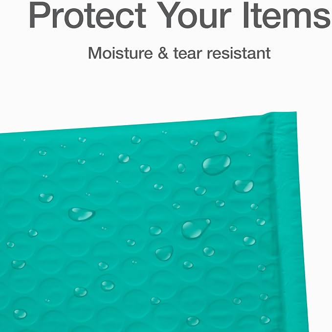 Quality Park Bubble Mailers, 4 x 8 Shipping Envelopes, Small Teal Padded - Image 2