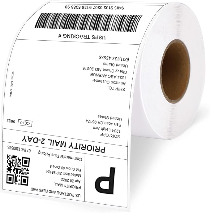 4"x6" Direct Thermal Shipping Labels, 500 Shipping Labels/Roll by Razuvo