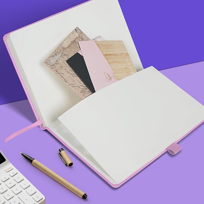 Lined Journal Notebooks for Work, Travel, College, A5 Size 100 GSM Thick Paper, Classic Ruled Journaling Notebook, Hardcover Notepad for Writing 160 Pages, 5.5 x 8.3 inch, Pink-DeskLoop Office