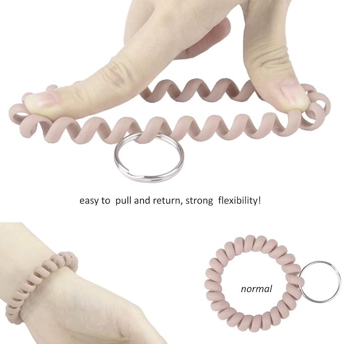 BIHRTC Stretchy Wristlet Keychain Bracelet, Spiral Coil Spring Key Ring - Image 3