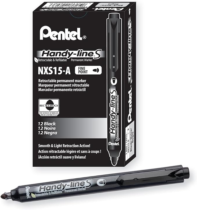 Pentel Handy-line S Retractable and Refillable Permanent Marker, Bullet Tip by PentelofAmerica