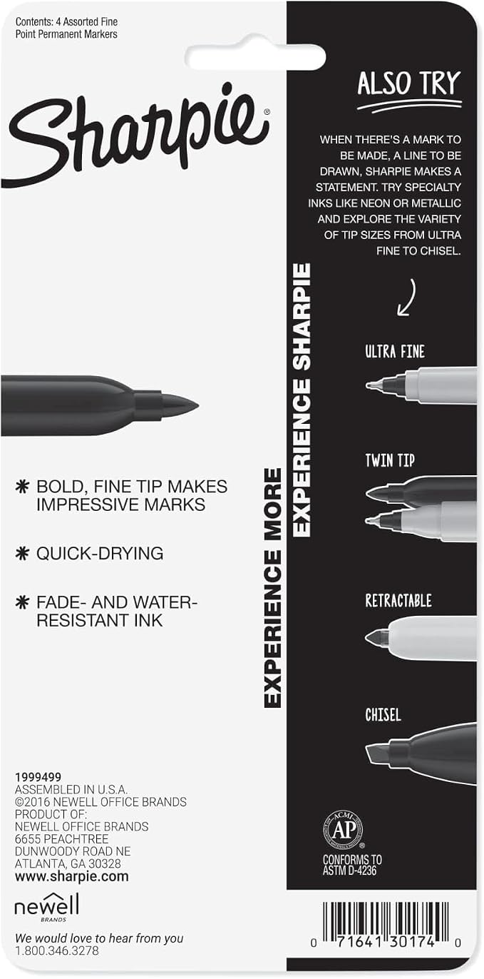 "Sharpie Fine Point Permanent Markers 4/Pkg-Red - Image 6