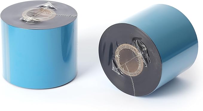 12 Rolls 2.52'' x 1476' Premium Resin Enhanced Wax Ribbon, 64mm x 450m Black Thermal Transfer Ribbon, Barcode Thermal Label Printer Ribbon, CSO-Ink Outside, 1'' Core for Zebra, TSC, GoDex, Citizen-DeskLoop Office
