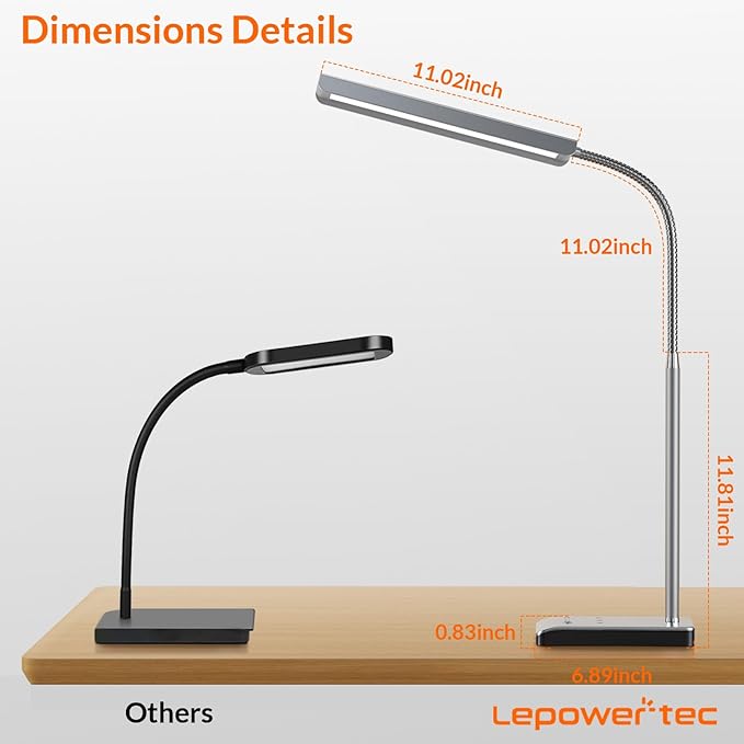 LED Desk Lamp, 12W Reading Desk Lamp for Office Home with 60 Lighting Modes, Touch Control & Timer Function, 750LM Bright Eye-Caring Gooseneck Desk Light Table Lamp for Study, Work, Silver-DeskLoop Office