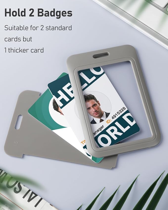 Uniclife 3 Pack Sliding ID Badge Holder Vertical Hard Plastic Case - Image 2