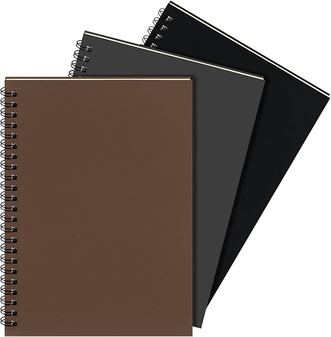 Yahenda 3 Pcs Spiral Notebook Bulk A5 Journal Lined 8.3'' x 5.5'' Writing Composition Paper Small Notepad Subject Notebook for Students Office Business Back to School Supplies (Dark Color)-DeskLoop Office