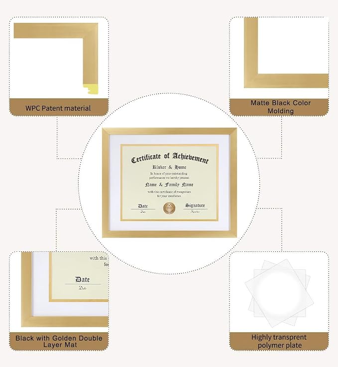 ELSKER&HOME 8.5 x 11 Certificate Frame Gold - Image 2