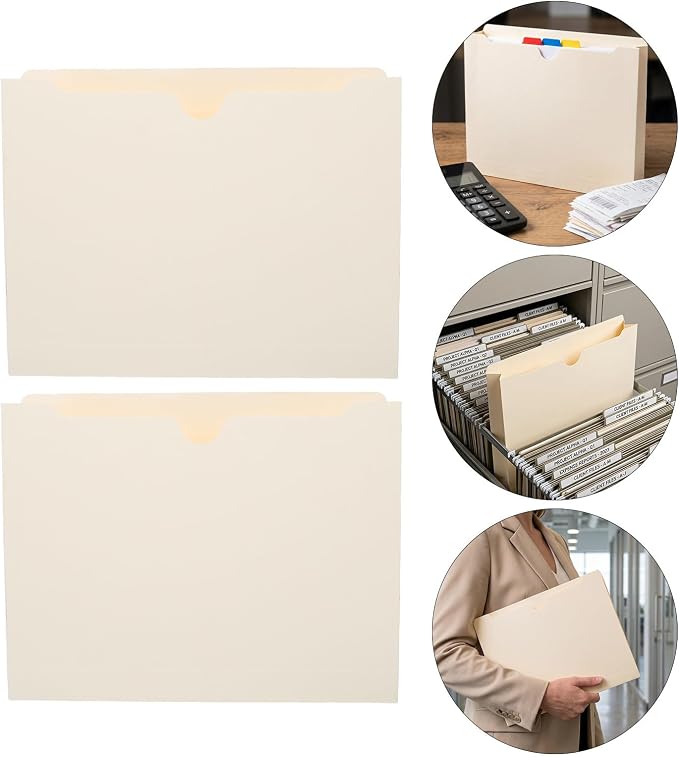 GANAZONO 10pcs Manila Folders Wide Bottom Tear Resistant Paper File Folder - Image 8