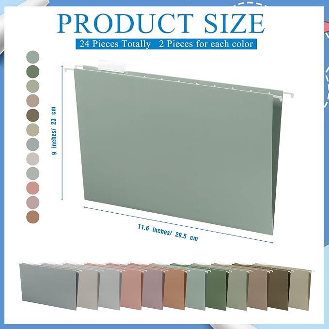 Yaomiao 24 Pcs 11.6 x 9 Inches Decorative Hanging File Folders - Image 2