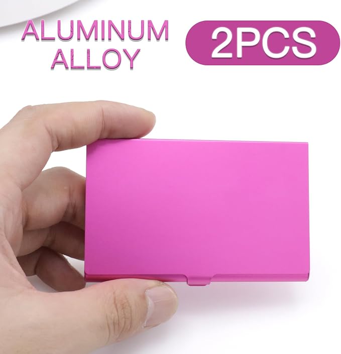 2-Pack Rose Red Aluminum Business Card Holder Slim Flip Pocket Case | aluminum - Image 3
