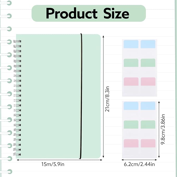 3 Pcs Spiral Notebook 5.9x8.3, 140 Pages Small Notebook for Women A5 College Ruled Journals Cute Notebooks with Large Pockets and Index Stickers for Home School Office Use（Purple, Green, Blue）-DeskLoop Office