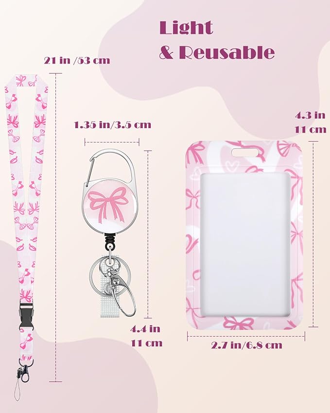 Uniclife Fashionable Sliding Badge Holder Bowknot Pattern - Image 3